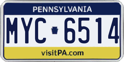 PA license plate MYC6514