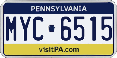 PA license plate MYC6515