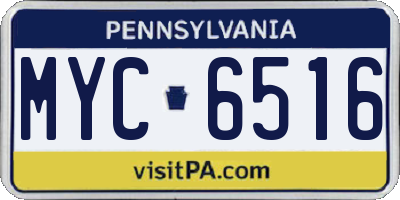 PA license plate MYC6516