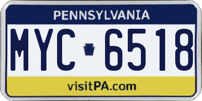 PA license plate MYC6518