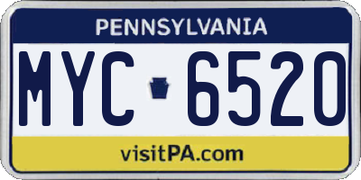 PA license plate MYC6520