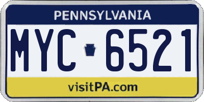 PA license plate MYC6521