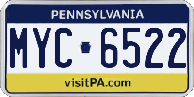 PA license plate MYC6522