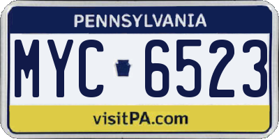 PA license plate MYC6523