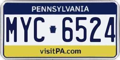 PA license plate MYC6524