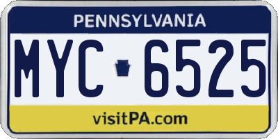 PA license plate MYC6525