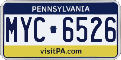 PA license plate MYC6526