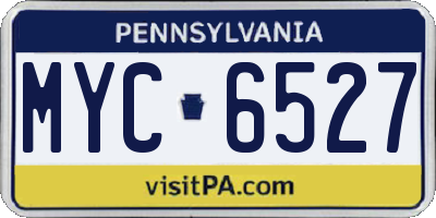 PA license plate MYC6527