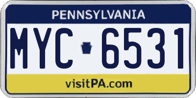 PA license plate MYC6531