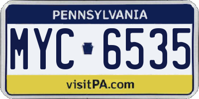 PA license plate MYC6535