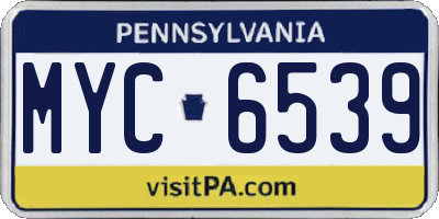 PA license plate MYC6539