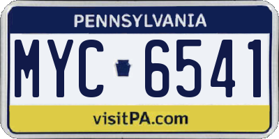 PA license plate MYC6541