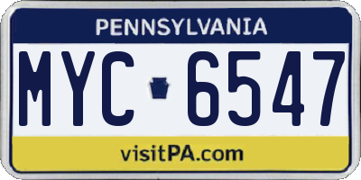 PA license plate MYC6547