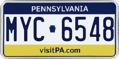 PA license plate MYC6548