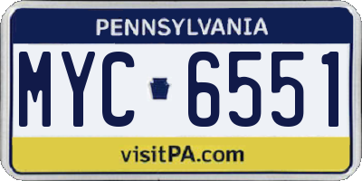 PA license plate MYC6551