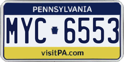 PA license plate MYC6553