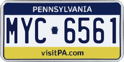PA license plate MYC6561