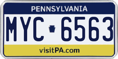 PA license plate MYC6563