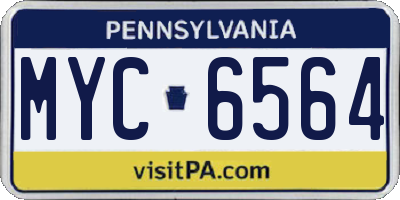 PA license plate MYC6564