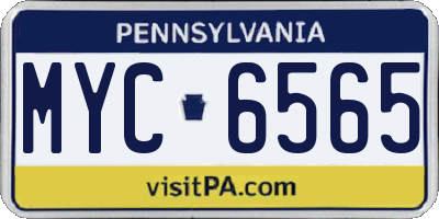 PA license plate MYC6565