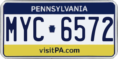 PA license plate MYC6572