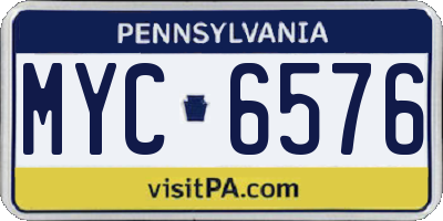 PA license plate MYC6576
