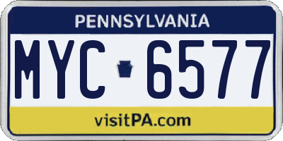PA license plate MYC6577