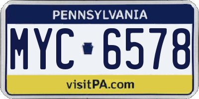 PA license plate MYC6578