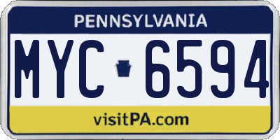 PA license plate MYC6594