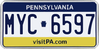 PA license plate MYC6597