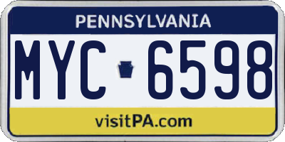 PA license plate MYC6598
