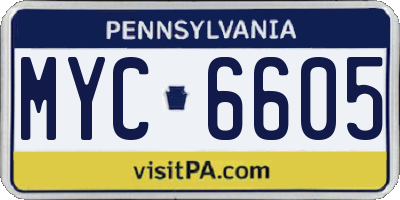 PA license plate MYC6605