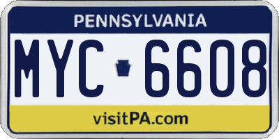 PA license plate MYC6608