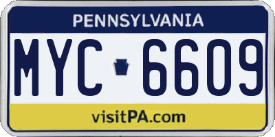 PA license plate MYC6609