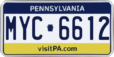 PA license plate MYC6612