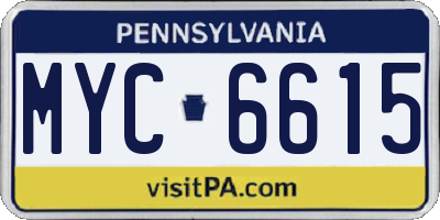 PA license plate MYC6615