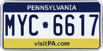 PA license plate MYC6617