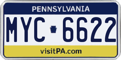PA license plate MYC6622
