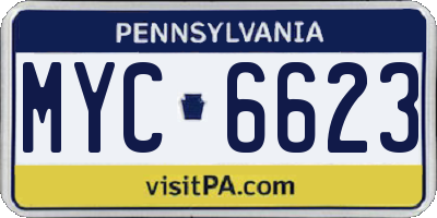PA license plate MYC6623