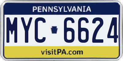 PA license plate MYC6624