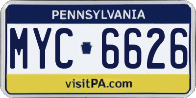 PA license plate MYC6626