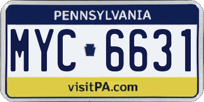 PA license plate MYC6631
