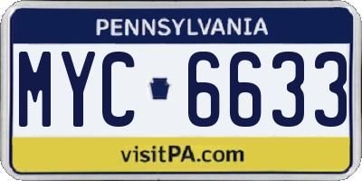 PA license plate MYC6633