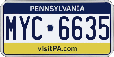 PA license plate MYC6635