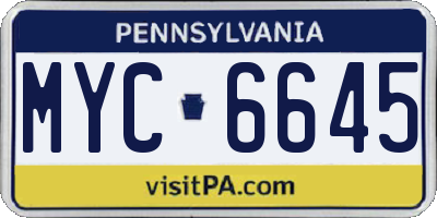 PA license plate MYC6645