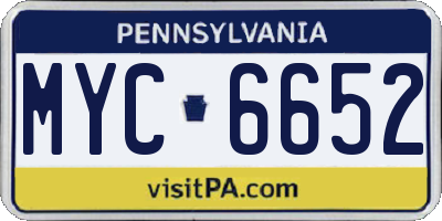 PA license plate MYC6652