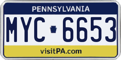 PA license plate MYC6653