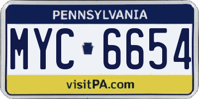 PA license plate MYC6654