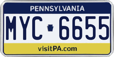 PA license plate MYC6655