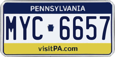 PA license plate MYC6657